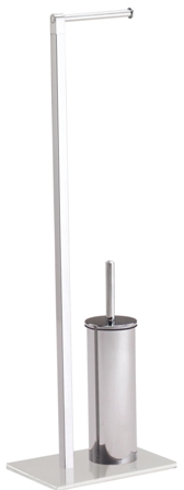 ORIGINS LIVING GEDY CHROME MAINE BATHROOM BUTLER TOILET ROLL/BRUSH HOLDER, 7832-13